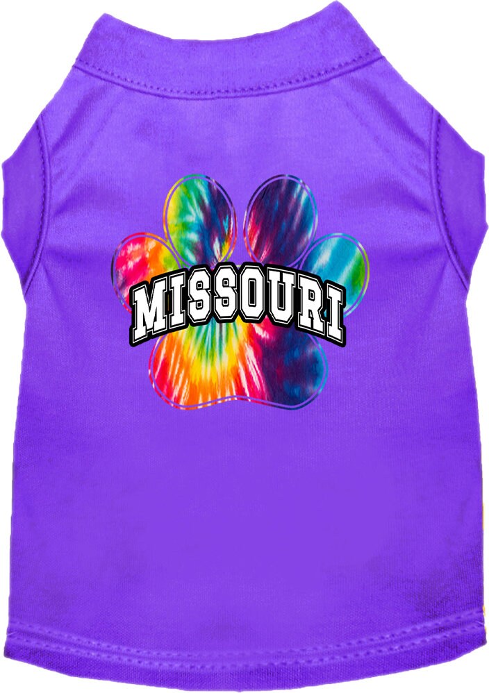 Pet Dog & Cat Screen Printed Shirt for Small to Medium Pets (Sizes XS-XL), "Missouri Bright Tie Dye"