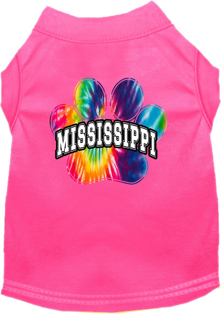 Pet Dog & Cat Screen Printed Shirt for Small to Medium Pets (Sizes XS-XL), "Mississippi Bright Tie Dye"