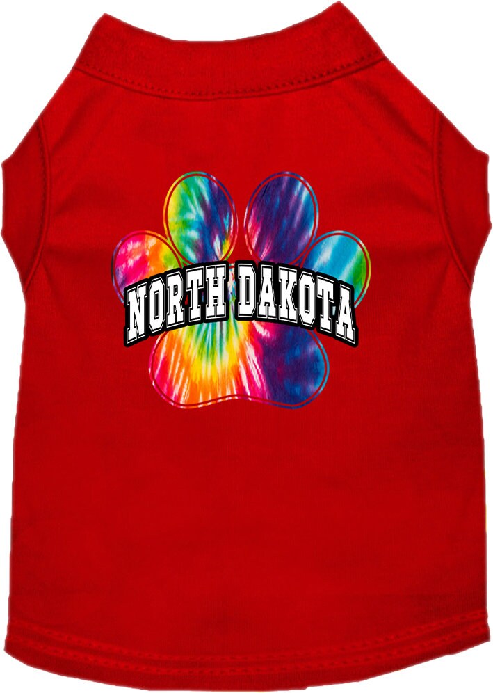 Pet Dog & Cat Screen Printed Shirt for Small to Medium Pets (Sizes XS-XL), "North Dakota Bright Tie Dye"