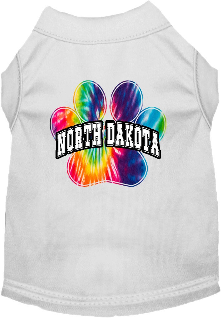 Pet Dog & Cat Screen Printed Shirt for Small to Medium Pets (Sizes XS-XL), "North Dakota Bright Tie Dye"