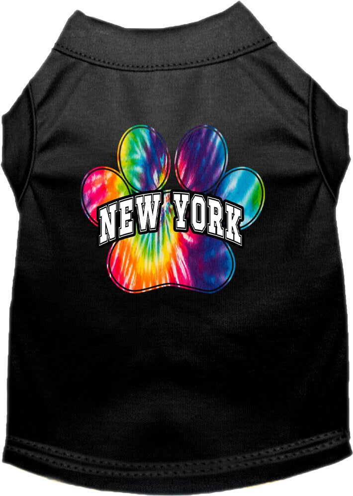 Pet Dog & Cat Screen Printed Shirt for Small to Medium Pets (Sizes XS-XL), "New York Bright Tie Dye"