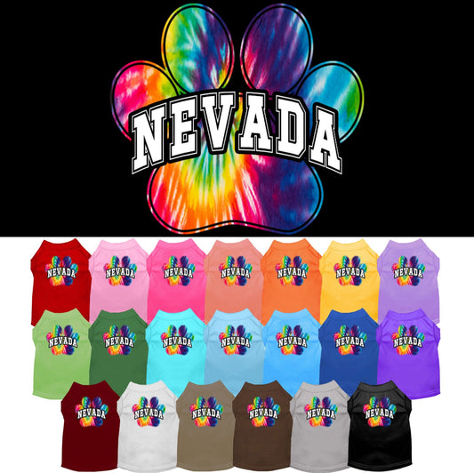 Pet Dog & Cat Screen Printed Shirt for Small to Medium Pets (Sizes XS-XL), "Nevada Bright Tie Dye"