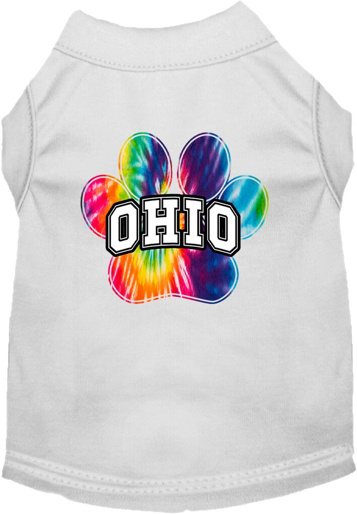 Pet Dog & Cat Screen Printed Shirt for Small to Medium Pets (Sizes XS-XL), "Ohio Bright Tie Dye"