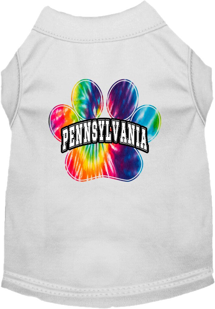 Pet Dog & Cat Screen Printed Shirt for Small to Medium Pets (Sizes XS-XL), "Pennsylvania Bright Tie Dye"