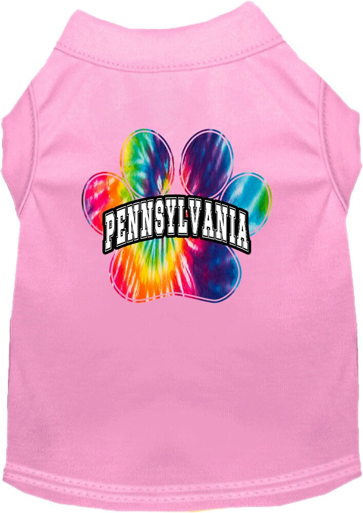 Pet Dog & Cat Screen Printed Shirt for Small to Medium Pets (Sizes XS-XL), "Pennsylvania Bright Tie Dye"