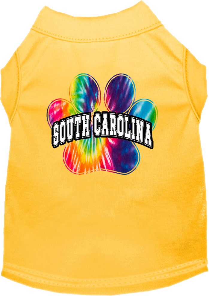 Pet Dog & Cat Screen Printed Shirt for Small to Medium Pets (Sizes XS-XL), "South Carolina Bright Tie Dye"