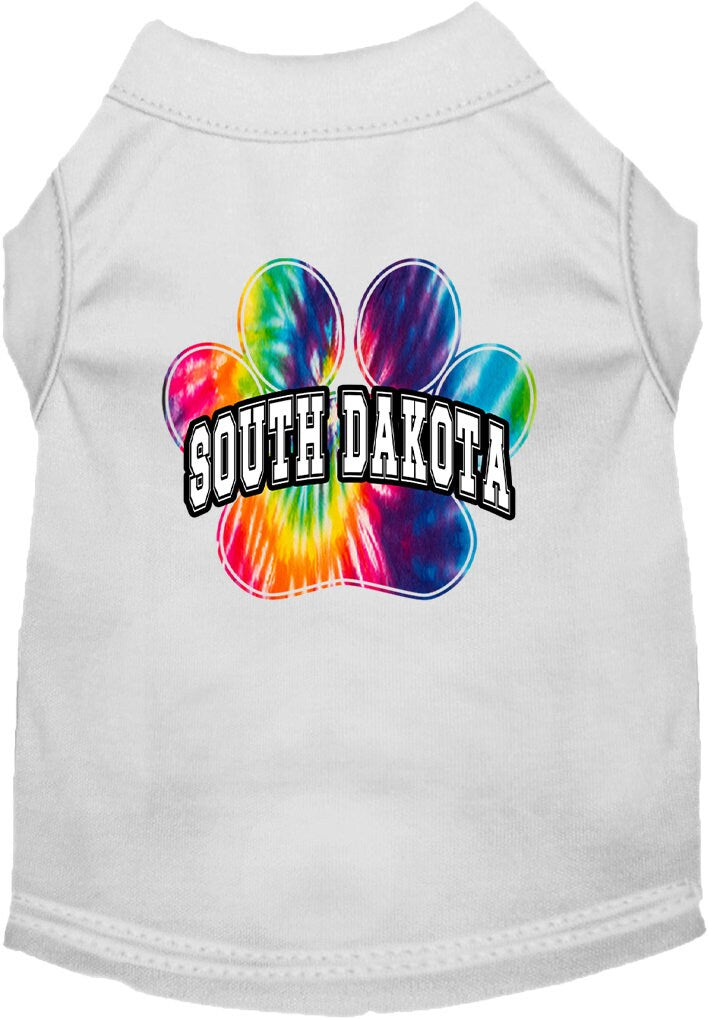 Pet Dog & Cat Screen Printed Shirt for Small to Medium Pets (Sizes XS-XL), "South Dakota Bright Tie Dye"