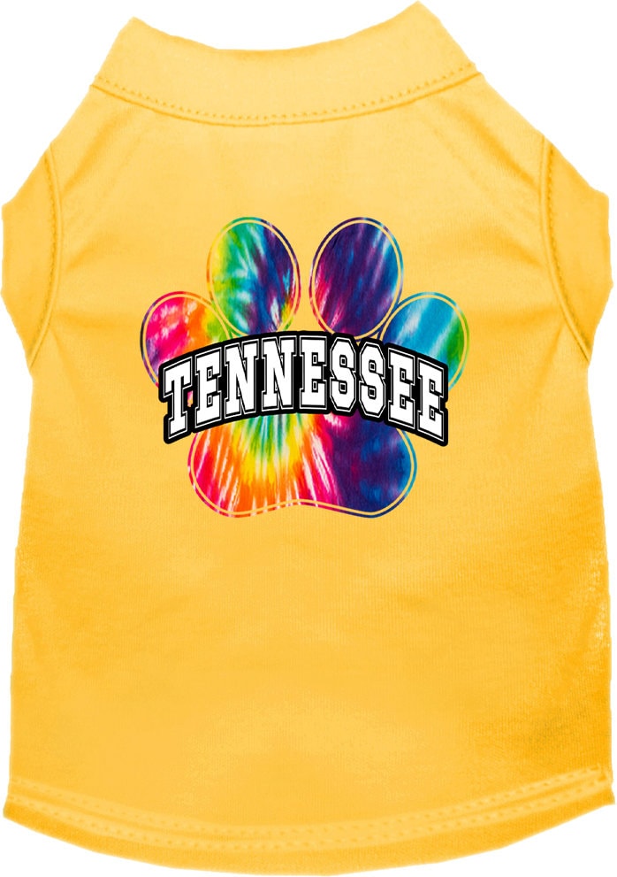 Pet Dog & Cat Screen Printed Shirt for Small to Medium Pets (Sizes XS-XL), "Tennessee Bright Tie Dye"