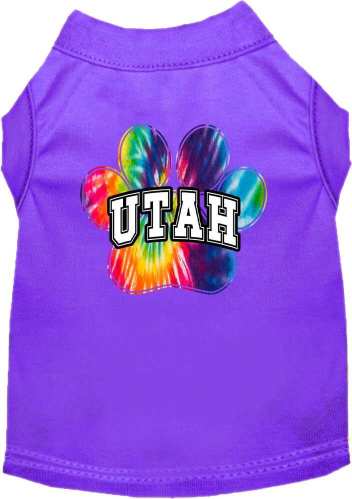 Pet Dog & Cat Screen Printed Shirt for Small to Medium Pets (Sizes XS-XL), "Utah Bright Tie Dye"