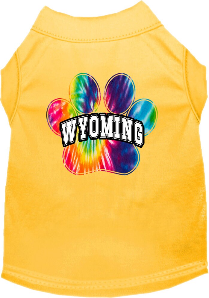 Pet Dog & Cat Screen Printed Shirt for Small to Medium Pets (Sizes XS-XL), "Wyoming Bright Tie Dye"