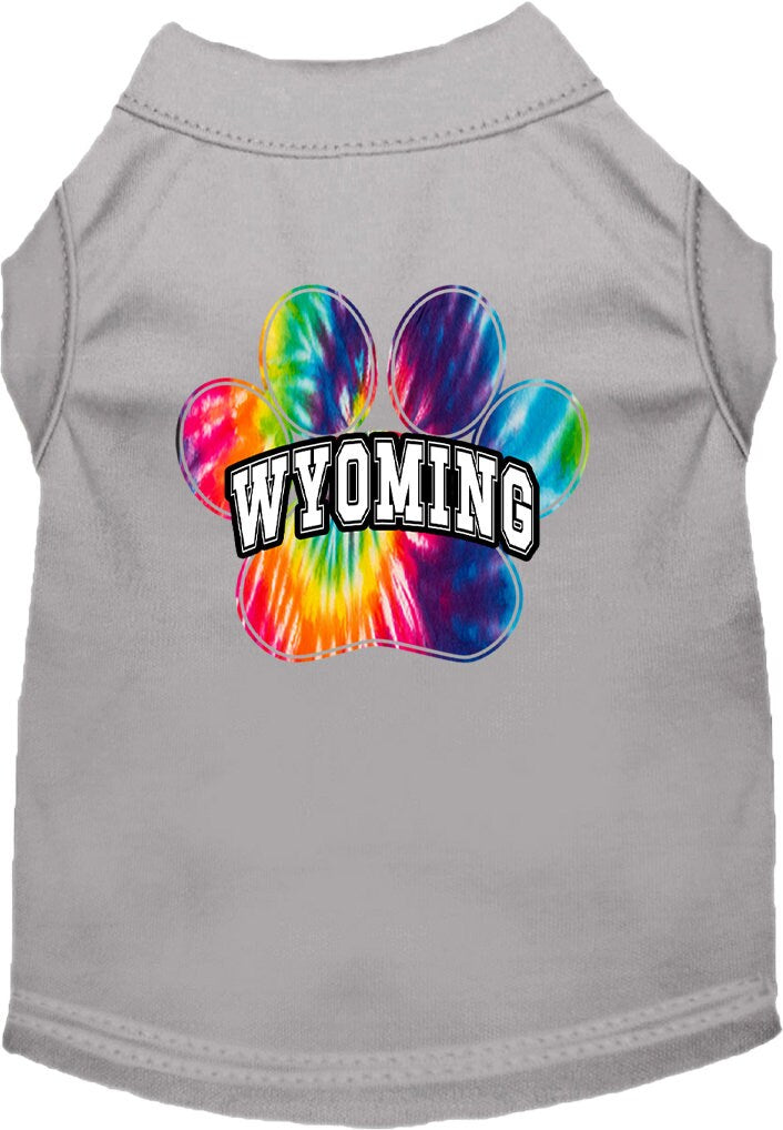 Pet Dog & Cat Screen Printed Shirt for Small to Medium Pets (Sizes XS-XL), "Wyoming Bright Tie Dye"