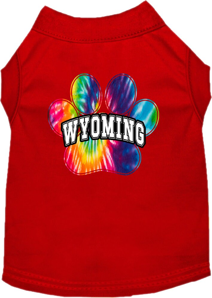 Pet Dog & Cat Screen Printed Shirt for Small to Medium Pets (Sizes XS-XL), "Wyoming Bright Tie Dye"