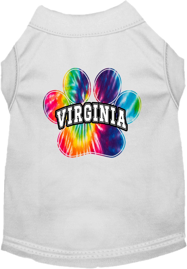 Pet Dog & Cat Screen Printed Shirt for Small to Medium Pets (Sizes XS-XL), "Virginia Bright Tie Dye"