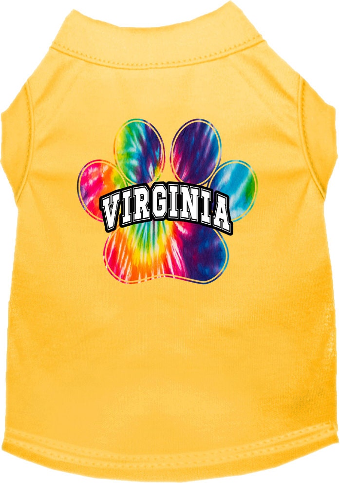 Pet Dog & Cat Screen Printed Shirt for Small to Medium Pets (Sizes XS-XL), "Virginia Bright Tie Dye"