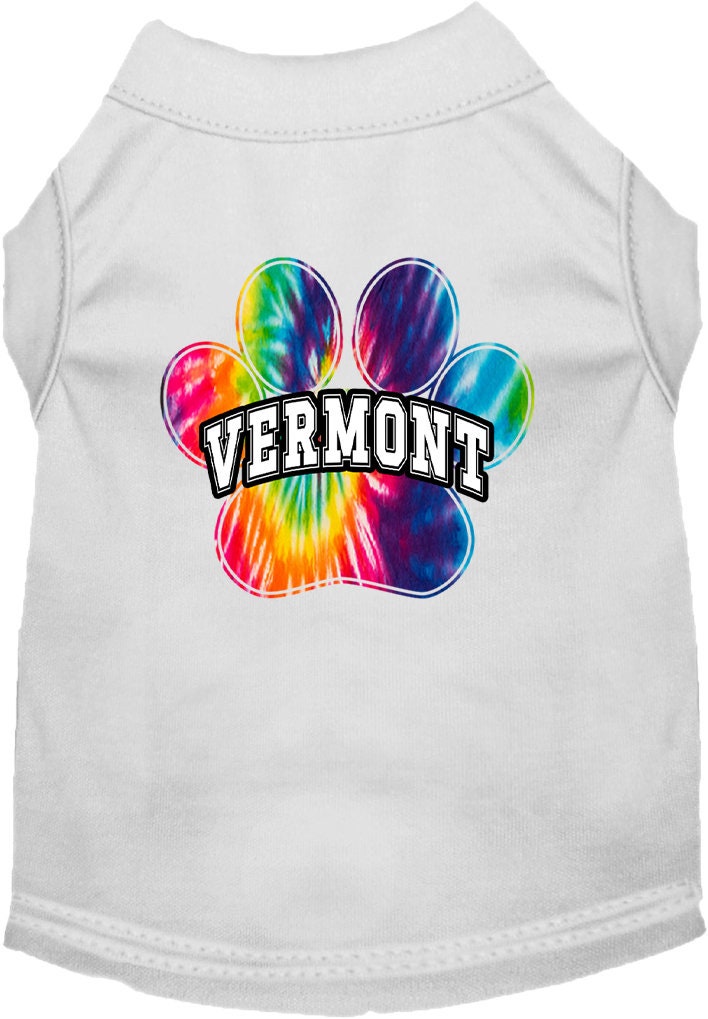 Pet Dog & Cat Screen Printed Shirt for Medium to Large Pets (Sizes 2XL-6XL), "Vermont Bright Tie Dye"