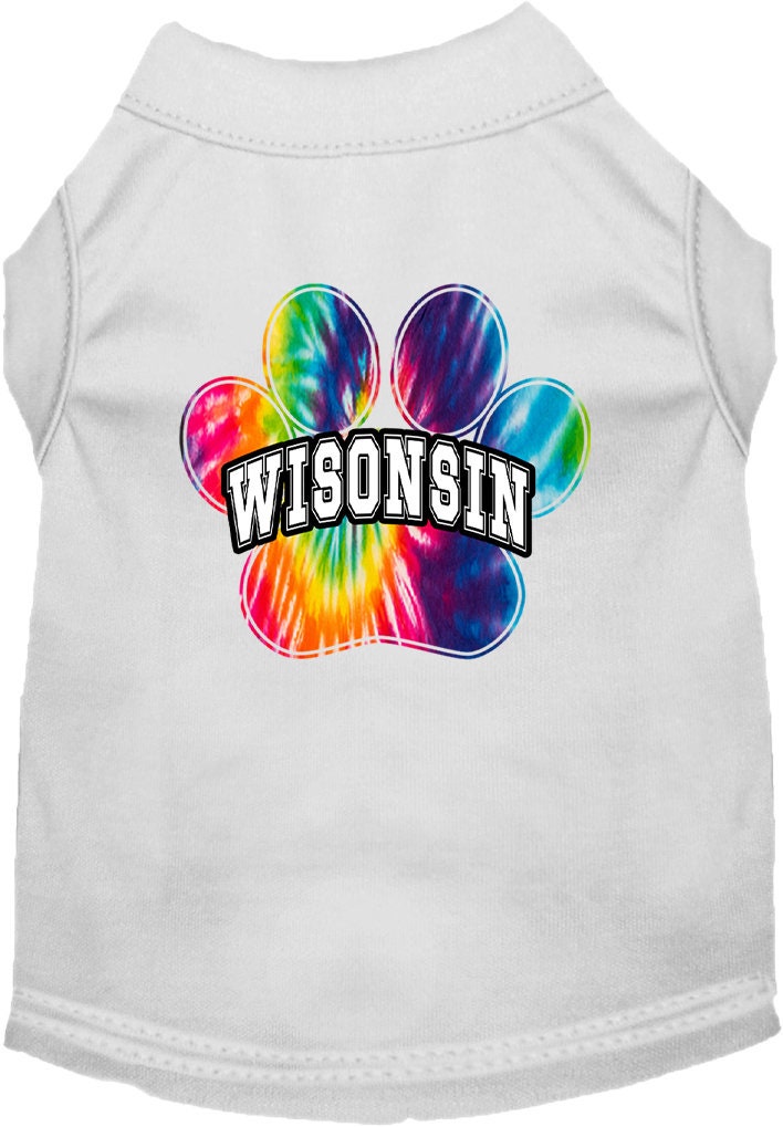 Pet Dog & Cat Screen Printed Shirt for Small to Medium Pets (Sizes XS-XL), "Wisconsin Bright Tie Dye"