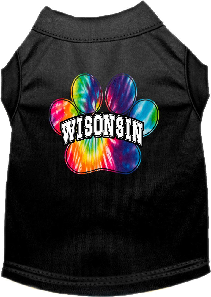 Pet Dog & Cat Screen Printed Shirt for Small to Medium Pets (Sizes XS-XL), "Wisconsin Bright Tie Dye"