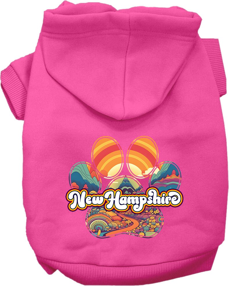 Pet Dog & Cat Screen Printed Hoodie for Small to Medium Pets (Sizes XS-XL), "New Hampshire Groovy Summit"