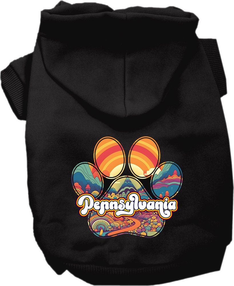 Pet Dog & Cat Screen Printed Hoodie for Small to Medium Pets (Sizes XS-XL), "Pennsylvania Groovy Summit"