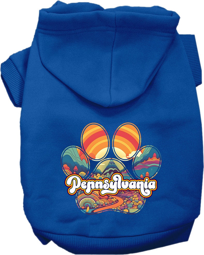 Pet Dog & Cat Screen Printed Hoodie for Small to Medium Pets (Sizes XS-XL), "Pennsylvania Groovy Summit"