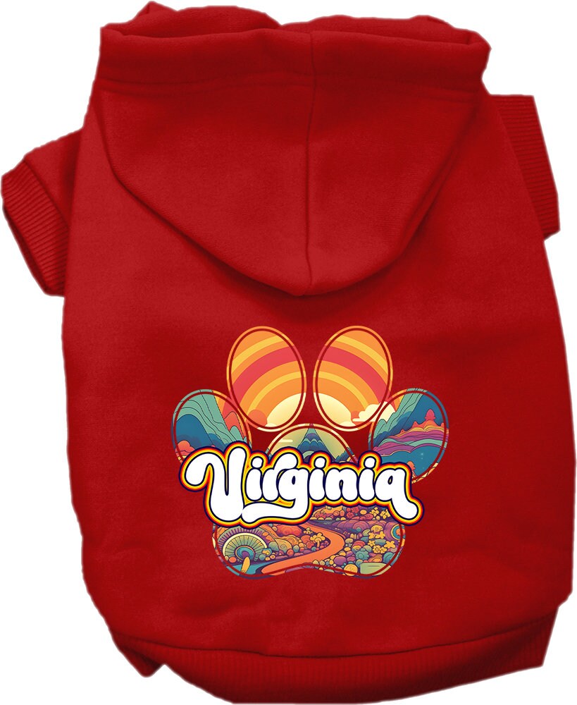 Pet Dog & Cat Screen Printed Hoodie for Small to Medium Pets (Sizes XS-XL), "Virginia Groovy Summit"