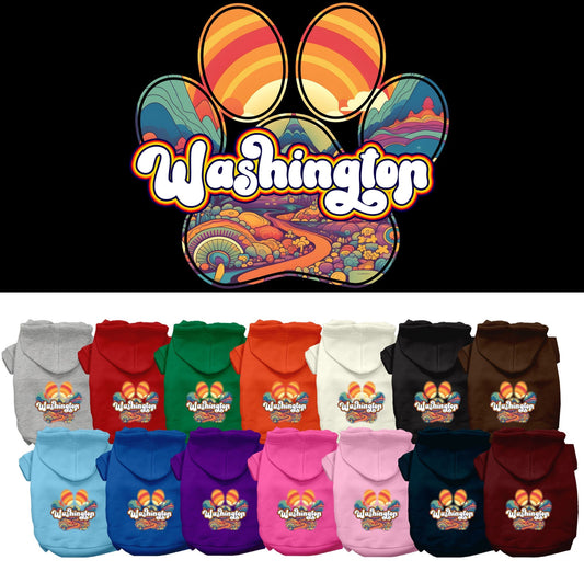 Pet Dog & Cat Screen Printed Hoodie for Small to Medium Pets (Sizes XS-XL), "Washington Groovy Summit"