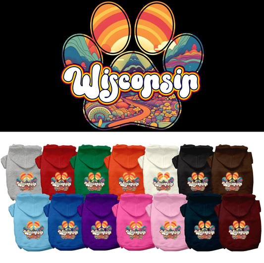 Pet Dog & Cat Screen Printed Hoodie for Small to Medium Pets (Sizes XS-XL), "Wisconsin Groovy Summit"