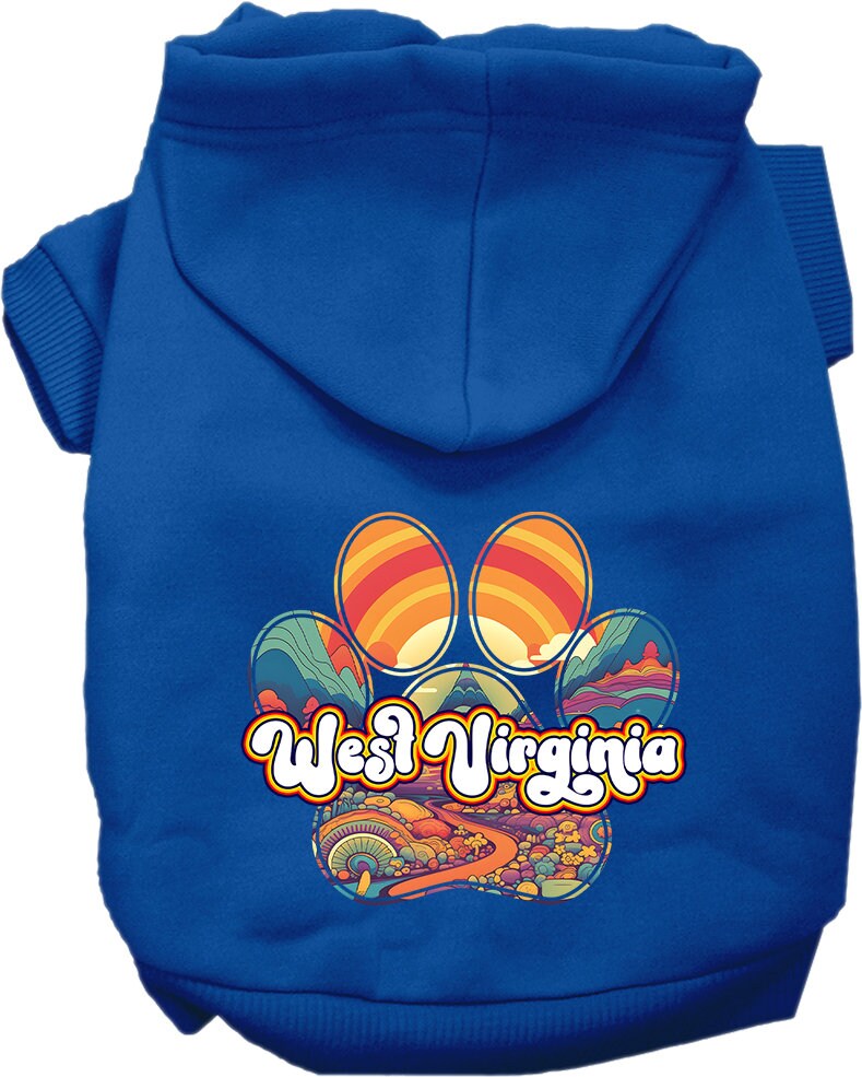 Pet Dog & Cat Screen Printed Hoodie for Small to Medium Pets (Sizes XS-XL), "West Virginia Groovy Summit"