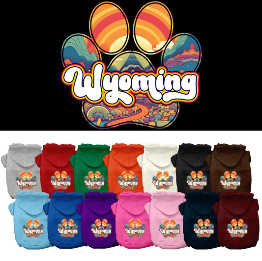 Pet Dog & Cat Screen Printed Hoodie for Small to Medium Pets (Sizes XS-XL), "Wyoming Groovy Summit"