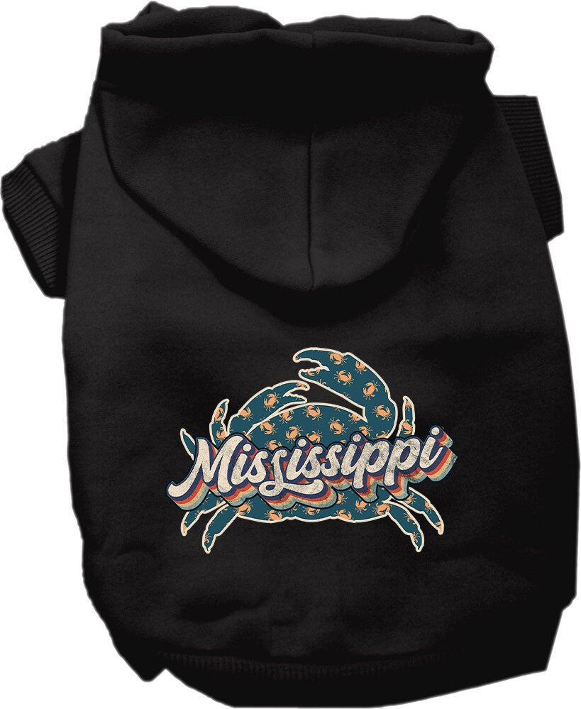 Pet Dog & Cat Screen Printed Hoodie for Small to Medium Pets (Sizes XS-XL), "Mississippi Retro Crabs"