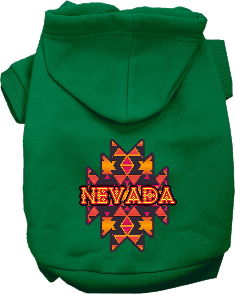 Pet Dog & Cat Screen Printed Hoodie for Small to Medium Pets (Sizes XS-XL), "Nevada Navajo Tribal"