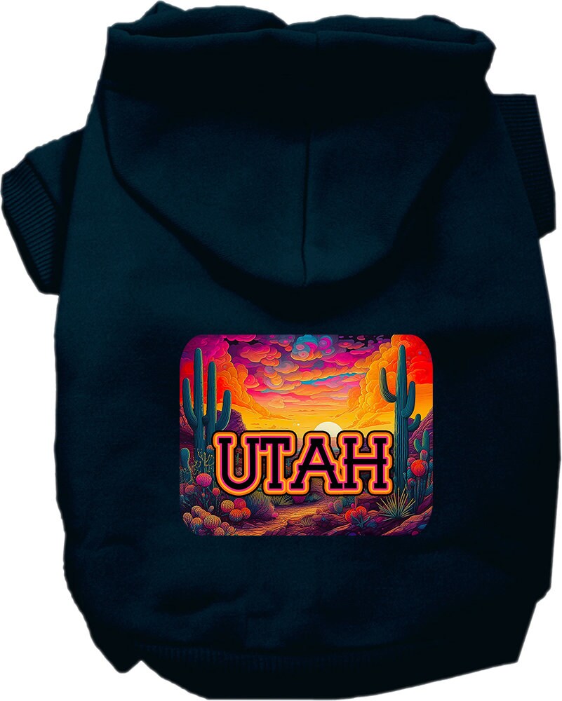 Pet Dog & Cat Screen Printed Hoodie for Small to Medium Pets (Sizes XS-XL), "Utah Neon Desert"