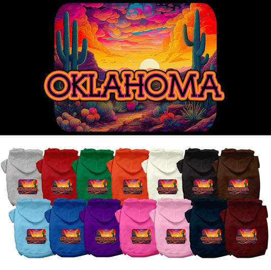 Pet Dog & Cat Screen Printed Hoodie for Small to Medium Pets (Sizes XS-XL), "Oklahoma Neon Desert"