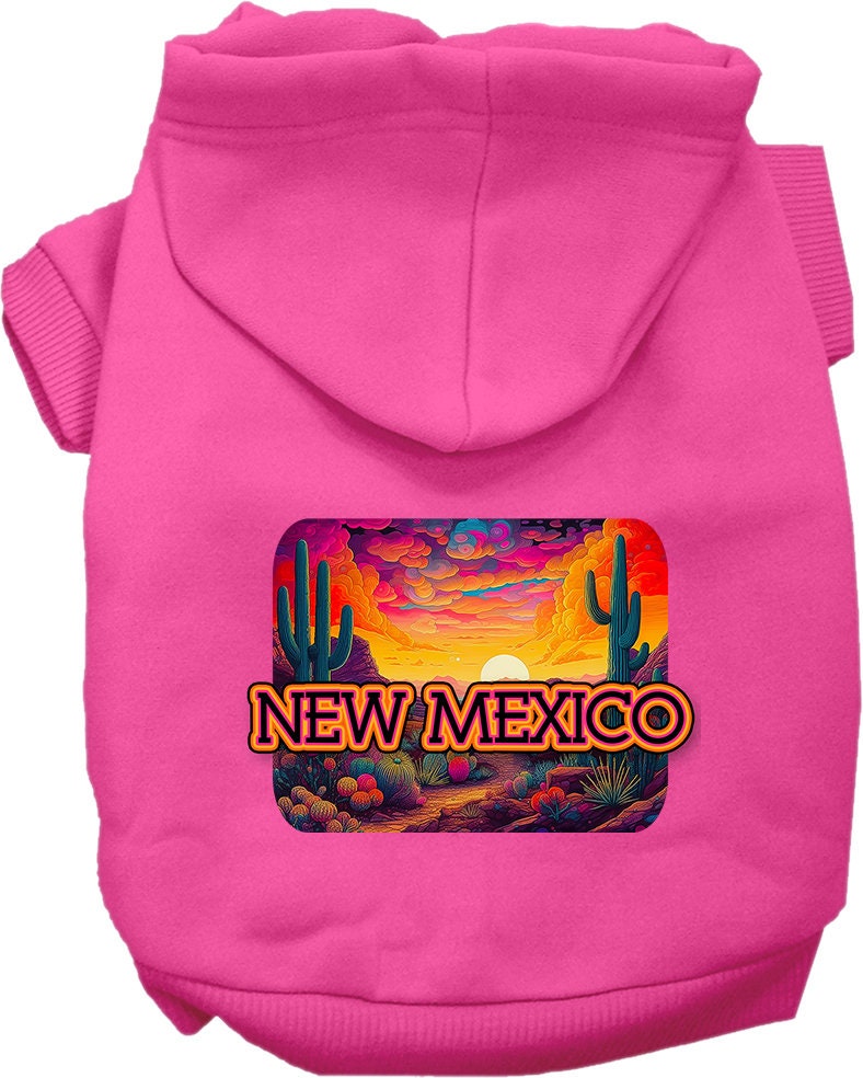 Pet Dog & Cat Screen Printed Hoodie for Small to Medium Pets (Sizes XS-XL), "New Mexico Neon Desert"