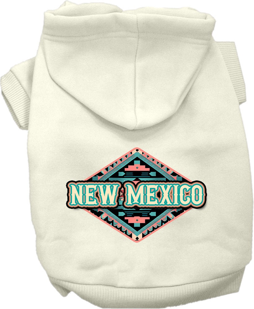 Pet Dog & Cat Screen Printed Hoodie for Small to Medium Pets (Sizes XS-XL), "New Mexico Peach Aztec"