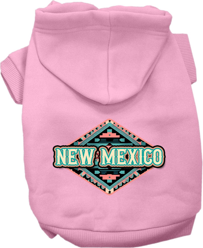 Pet Dog & Cat Screen Printed Hoodie for Small to Medium Pets (Sizes XS-XL), "New Mexico Peach Aztec"