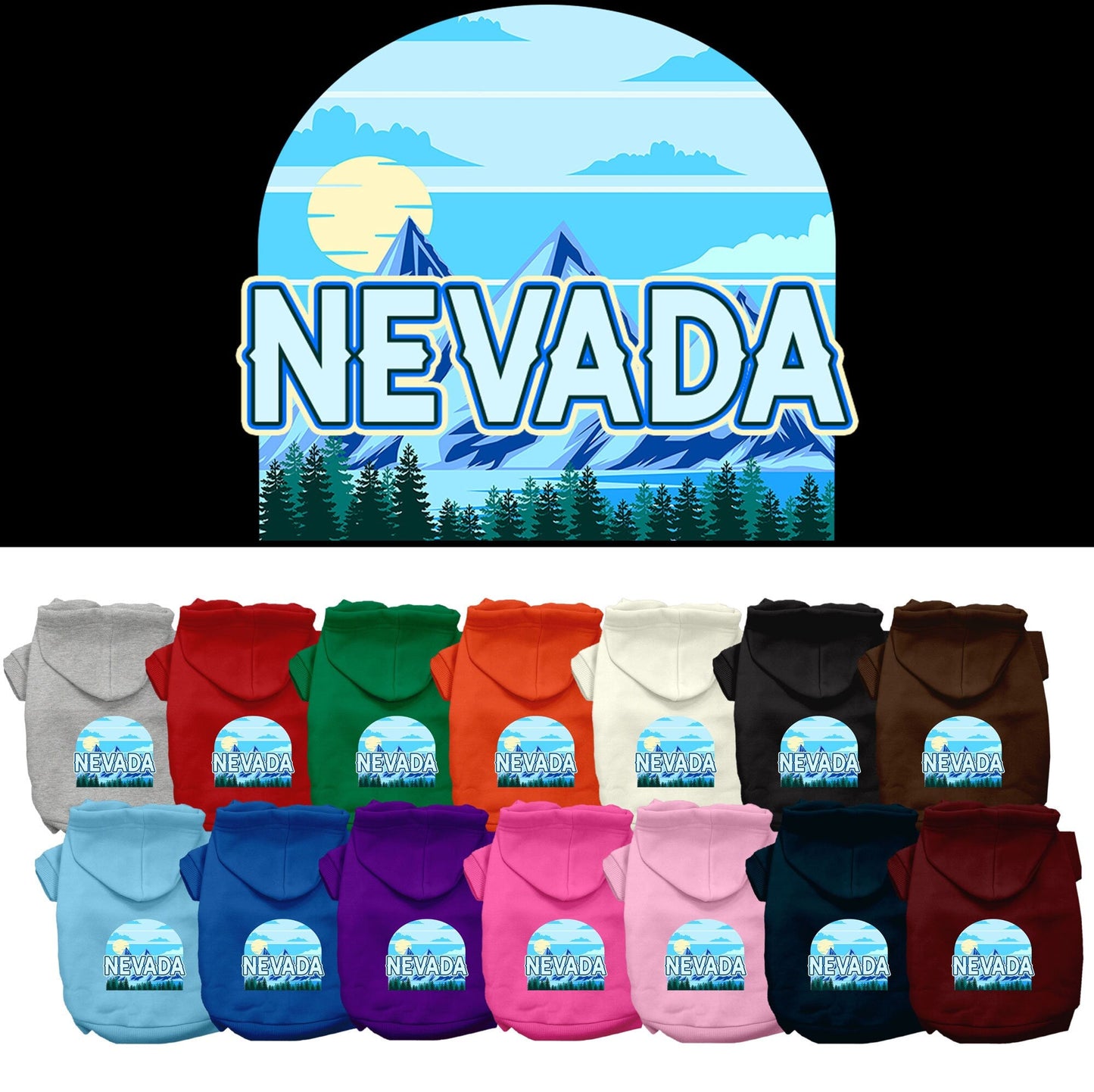 Pet Dog & Cat Screen Printed Hoodie for Small to Medium Pets (Sizes XS-XL), "Nevada Trailblazer"