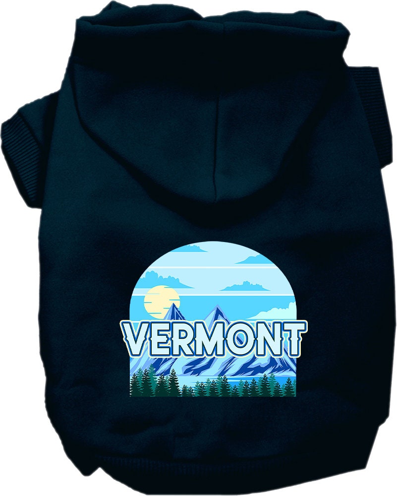 Pet Dog & Cat Screen Printed Hoodie for Small to Medium Pets (Sizes XS-XL), "Vermont Trailblazer"