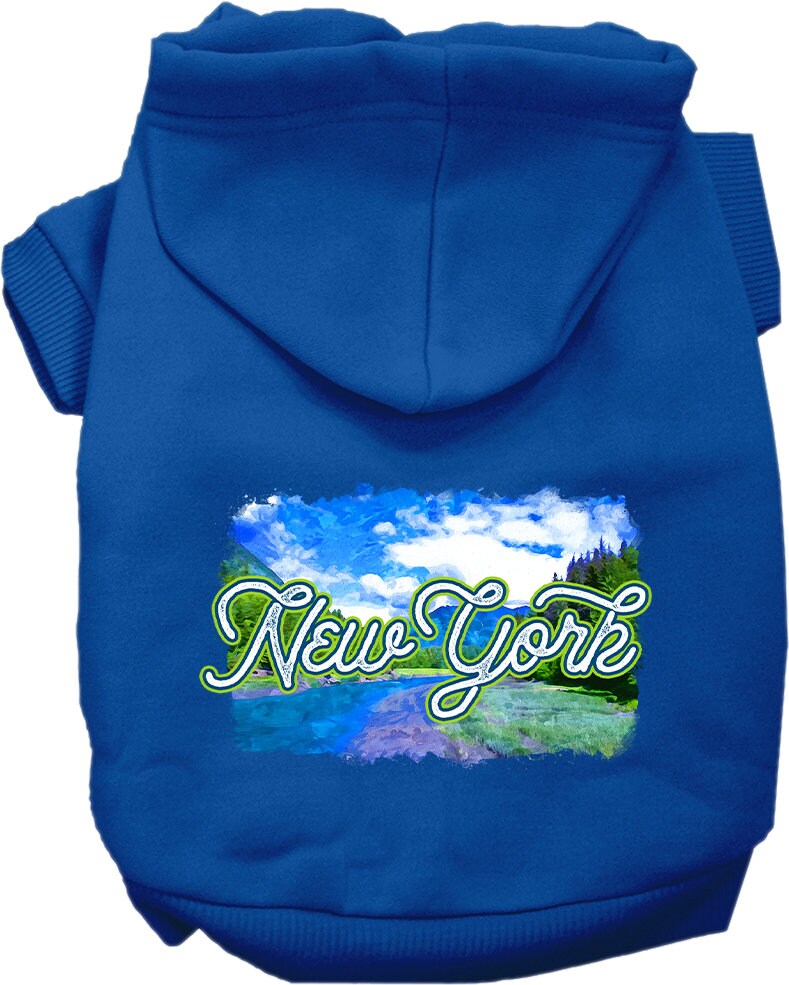 Pet Dog & Cat Screen Printed Hoodie for Small to Medium Pets (Sizes XS-XL), "New York Summer"