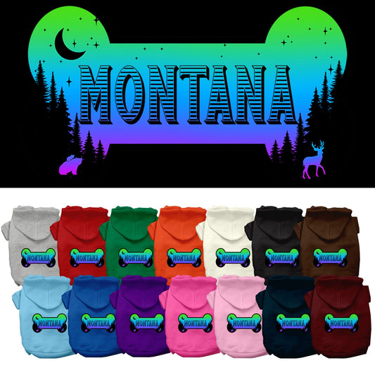 Pet Dog & Cat Screen Printed Hoodie for Small to Medium Pets (Sizes XS-XL), "Montana Mountain Shades"