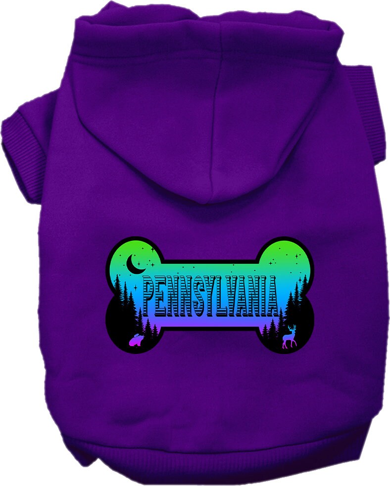 Pet Dog & Cat Screen Printed Hoodie for Small to Medium Pets (Sizes XS-XL), "Pennsylvania Mountain Shades"