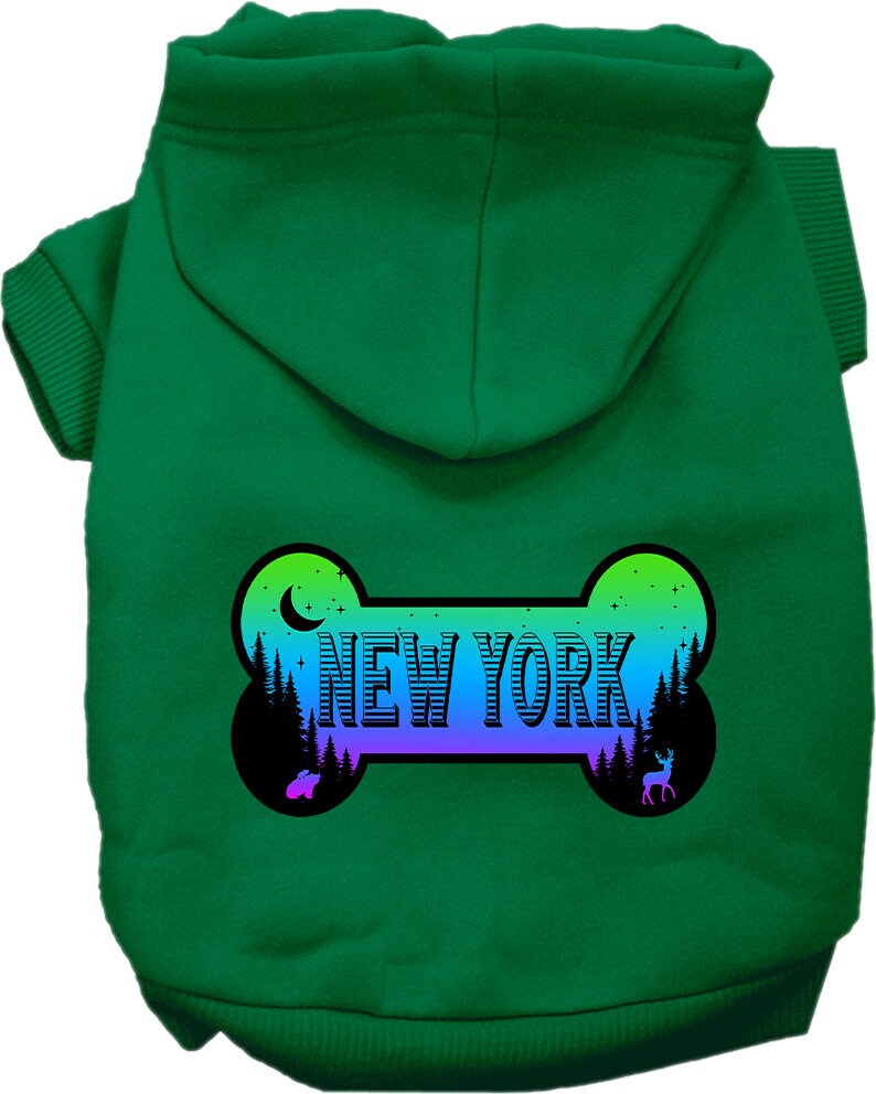 Pet Dog & Cat Screen Printed Hoodie for Small to Medium Pets (Sizes XS-XL), "New York Mountain Shades"