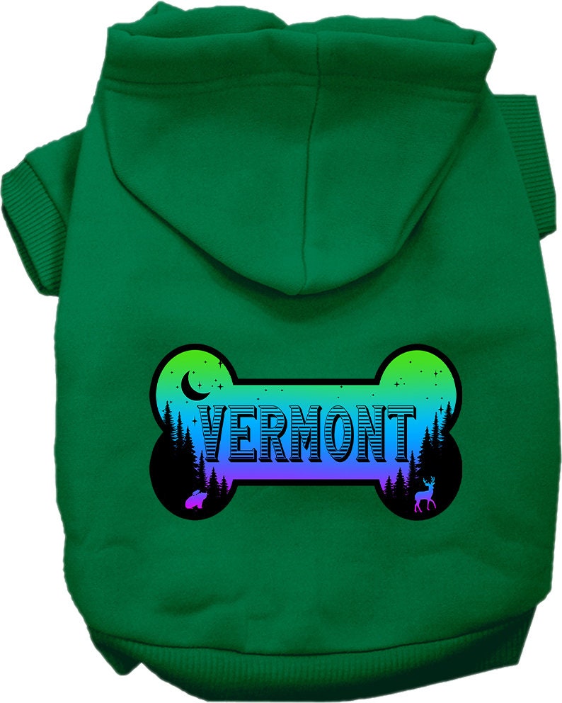 Pet Dog & Cat Screen Printed Hoodie for Small to Medium Pets (Sizes XS-XL), "Vermont Mountain Shades"