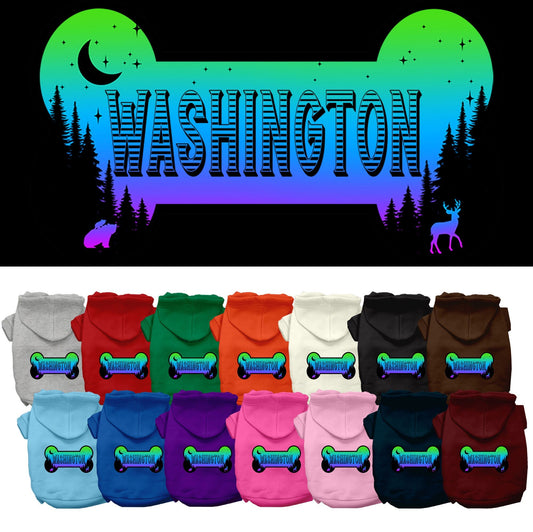 Pet Dog & Cat Screen Printed Hoodie for Small to Medium Pets (Sizes XS-XL), "Washington Mountain Shades"