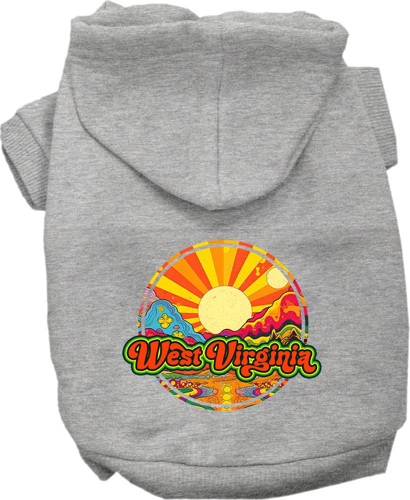 Pet Dog & Cat Screen Printed Hoodie for Small to Medium Pets (Sizes XS-XL), "West Virginia Mellow Mountain"