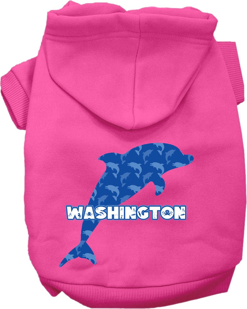 Pet Dog & Cat Screen Printed Hoodie for Small to Medium Pets (Sizes XS-XL), "Washington Blue Dolphins"