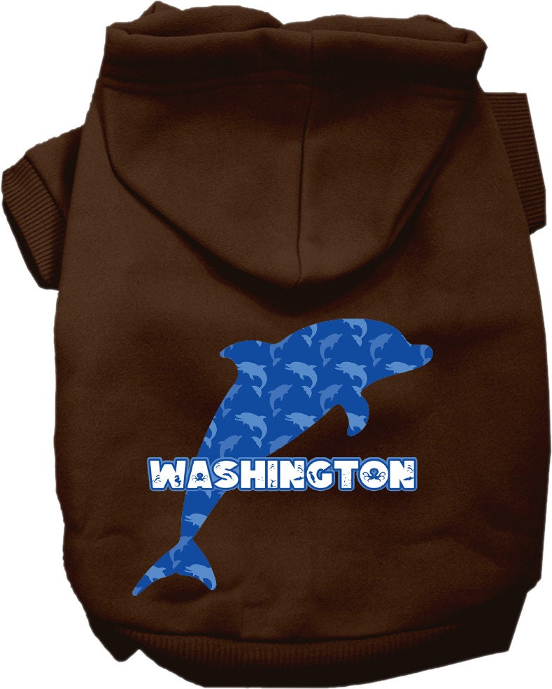 Pet Dog & Cat Screen Printed Hoodie for Small to Medium Pets (Sizes XS-XL), "Washington Blue Dolphins"