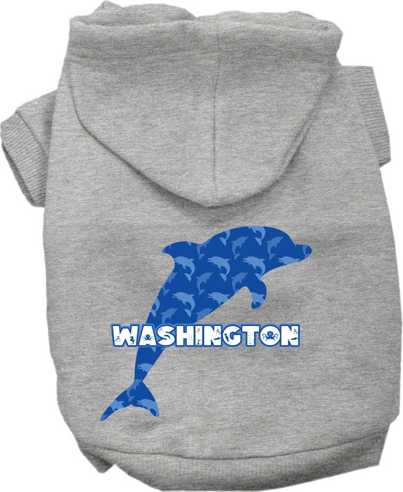 Pet Dog & Cat Screen Printed Hoodie for Small to Medium Pets (Sizes XS-XL), "Washington Blue Dolphins"