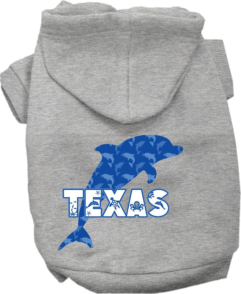 Pet Dog & Cat Screen Printed Hoodie for Small to Medium Pets (Sizes XS-XL), "Texas Blue Dolphins"