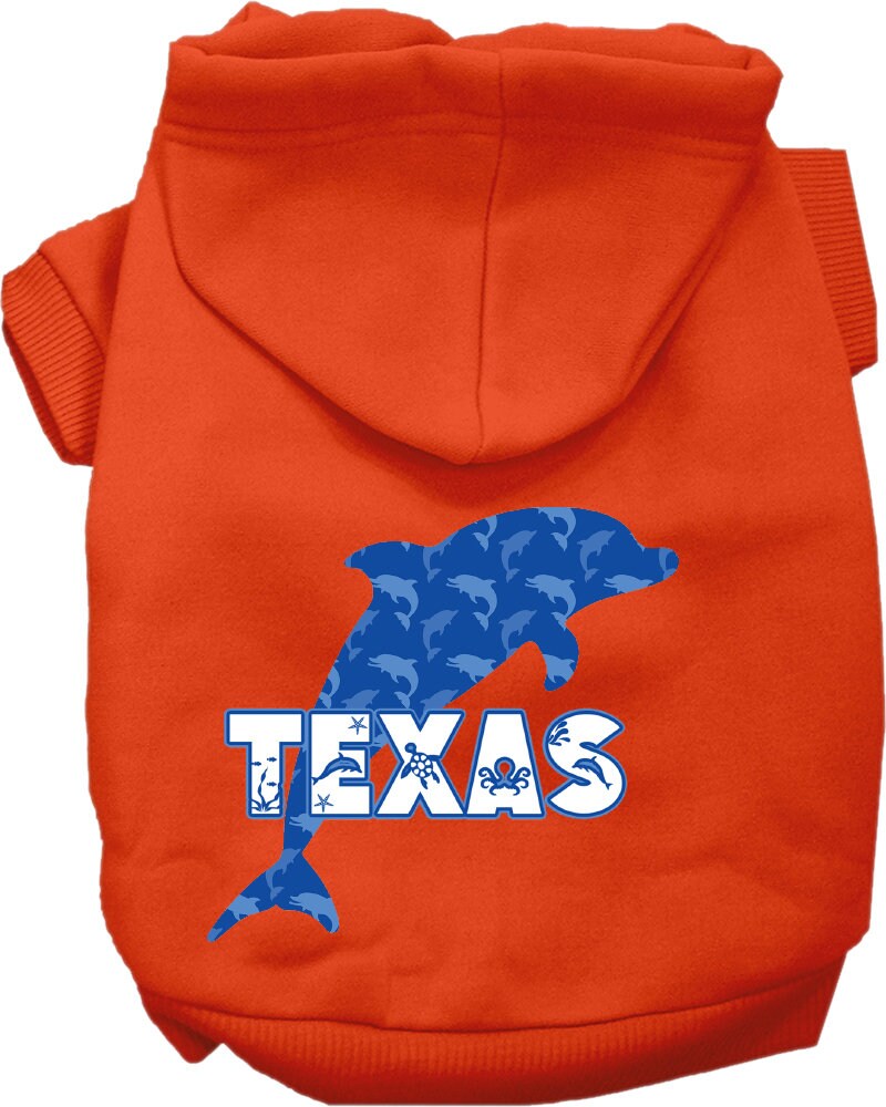 Pet Dog & Cat Screen Printed Hoodie for Small to Medium Pets (Sizes XS-XL), "Texas Blue Dolphins"